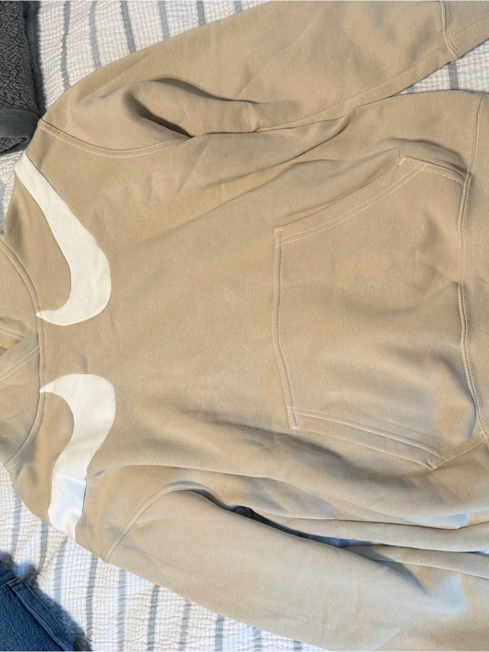 Nike Tan Hoodie with White Swoosh Accents